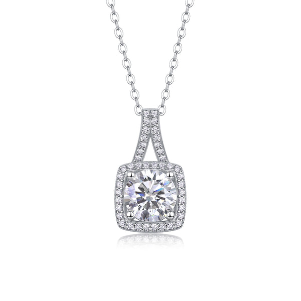 Small Square Diamond - Set With Top-quality Moissanite, Fashionable And Light Luxury Jewelry, Silver Pendant Necklace S925, Silver-plated Platinum